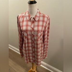 Soft Joie Red and White Plaid Button Down Shirt